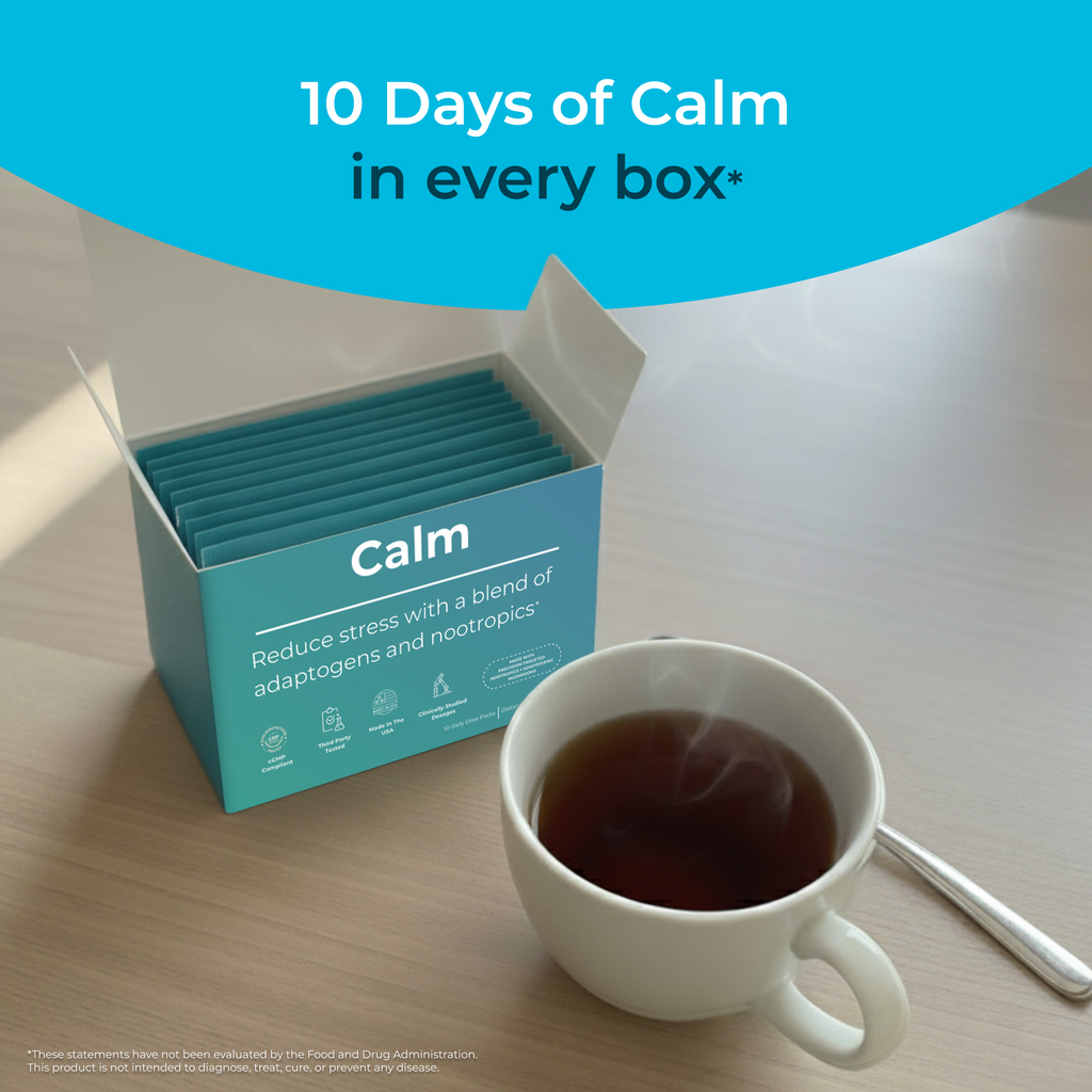 Calm Stress Relief Travel Packs | KSM-66 Ashwagandha + Magnesium | 10 Packets
