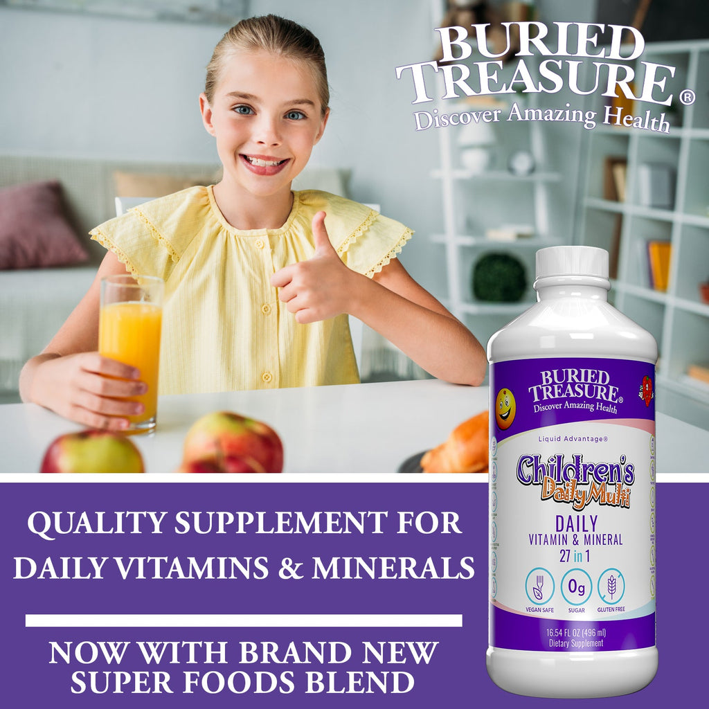 Kids' 27-in-1 Daily Liquid Multivitamin | Ages 4-12 | Natural Orange Mango | 16 Servings