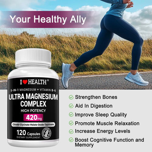 5-in-1 Ultra Magnesium Complex + Vitamin B6 | 420mg | 120 Capsules