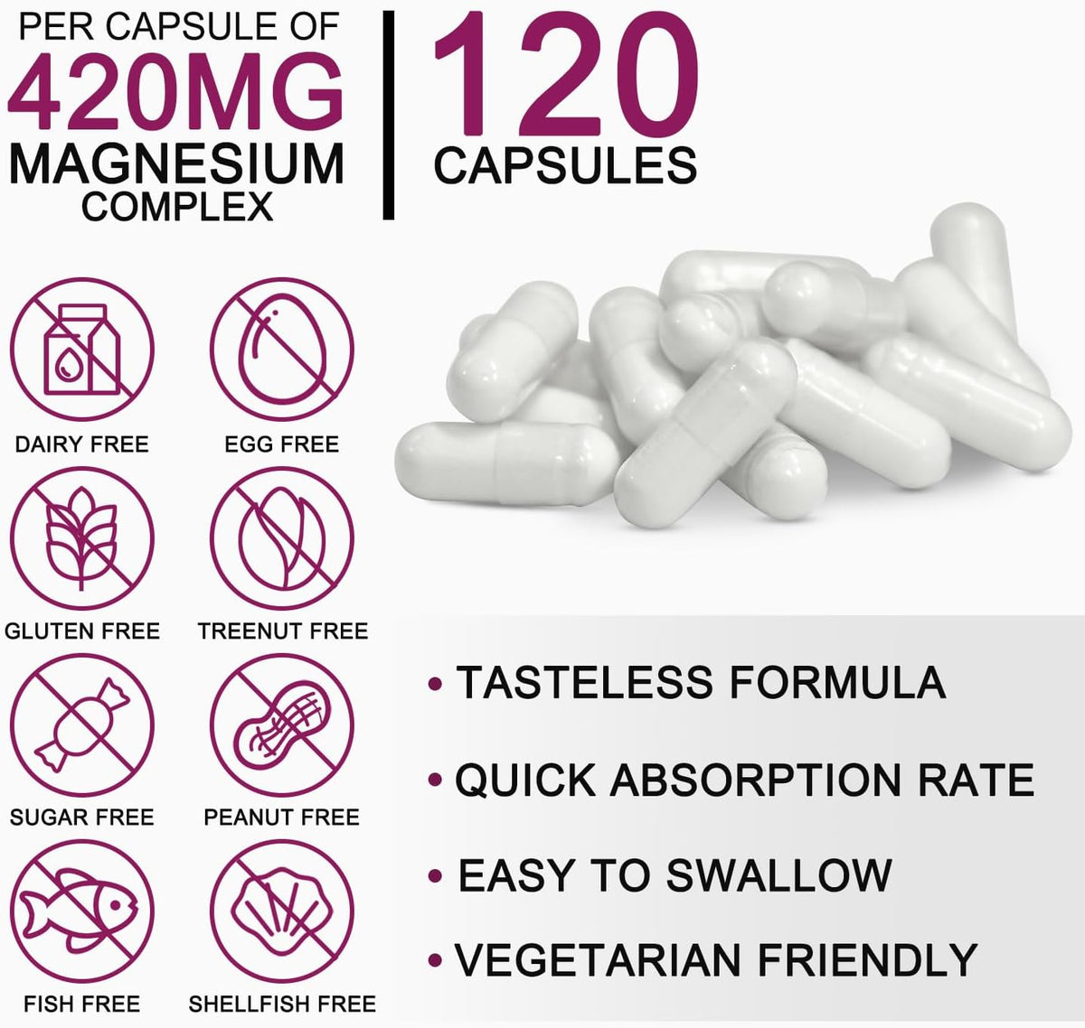 5-in-1 Ultra Magnesium Complex + Vitamin B6 | 420mg | 120 Capsules