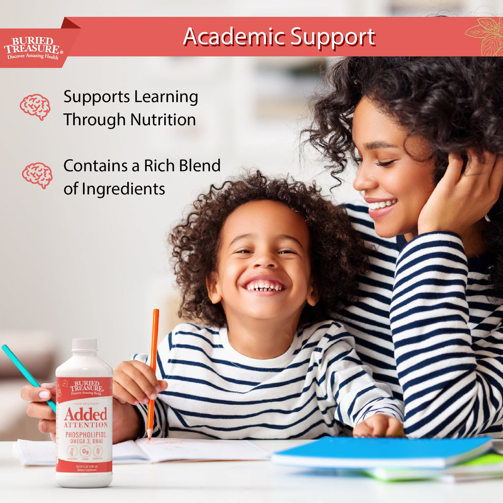 Kids' Brain & Focus Support Liquid | DHA, B-Vitamins & Phospholipids | Natural Raspberry | Ages 4+ | 16 oz