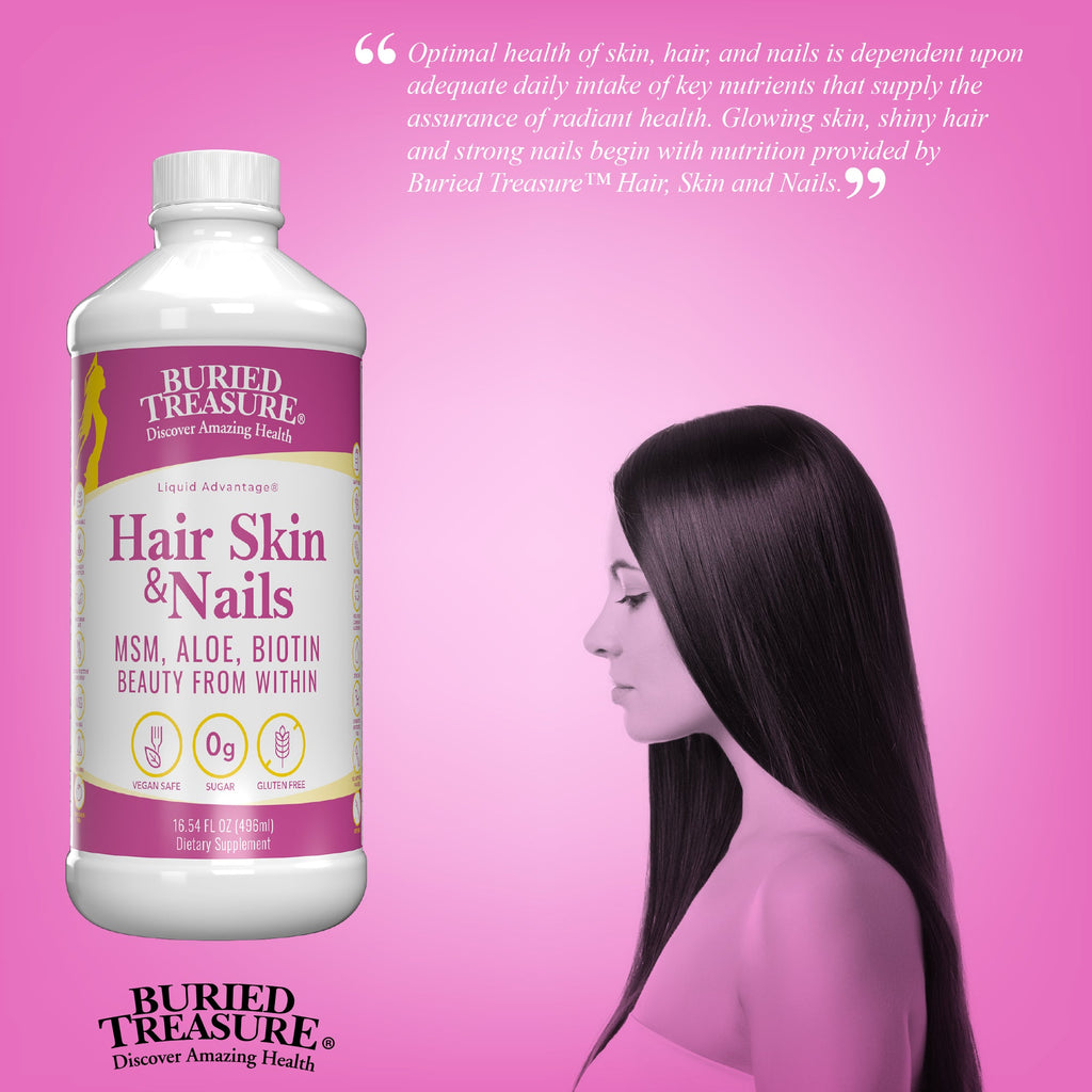 Hair, Skin & Nails Beauty Liquid | 2,000mcg Biotin, Vitamin A & E | Daily Glow Formula | 16 oz