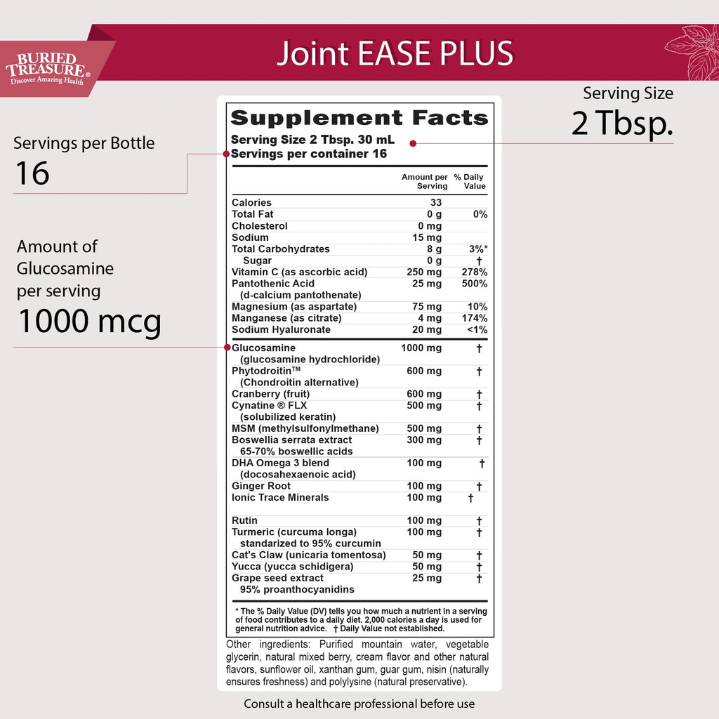 Joint Ease Plus Liquid | Glucosamine, MSM, Turmeric & Collagen Support | 16 fl oz