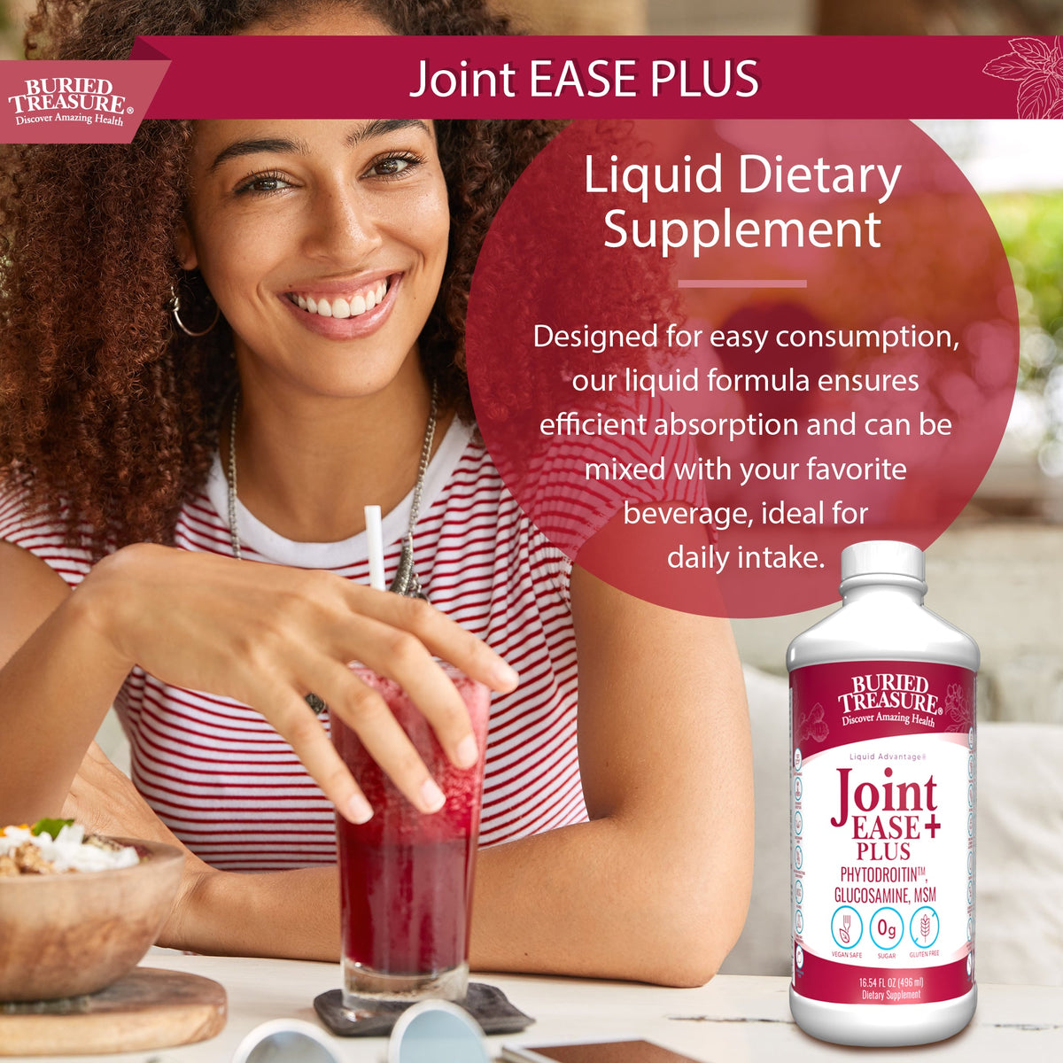 Joint Ease Plus Liquid | Glucosamine, MSM, Turmeric & Collagen Support | 16 fl oz
