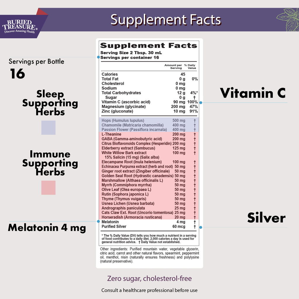 Nighttime Immune & Sleep Support Liquid | Melatonin, Elderberry & Magnesium Glycinate