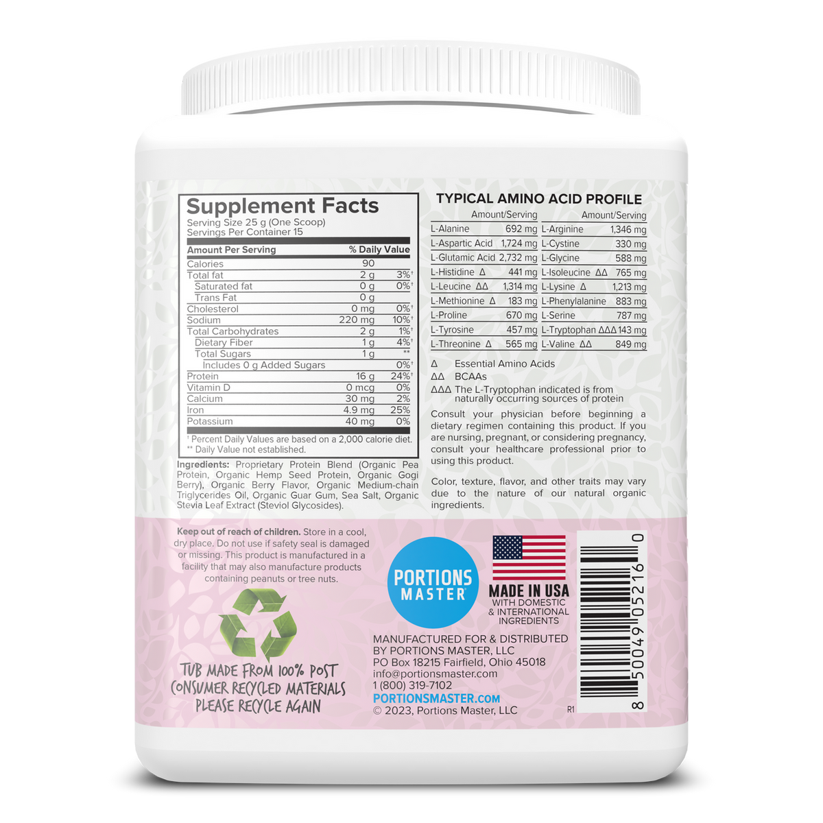 Portions Master Vegan Protein Blend Berry