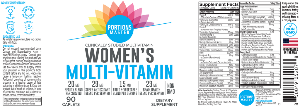 Women's Complete Daily Multivitamin | 16 Nutrients | 90 Caplets (3-Month Supply)