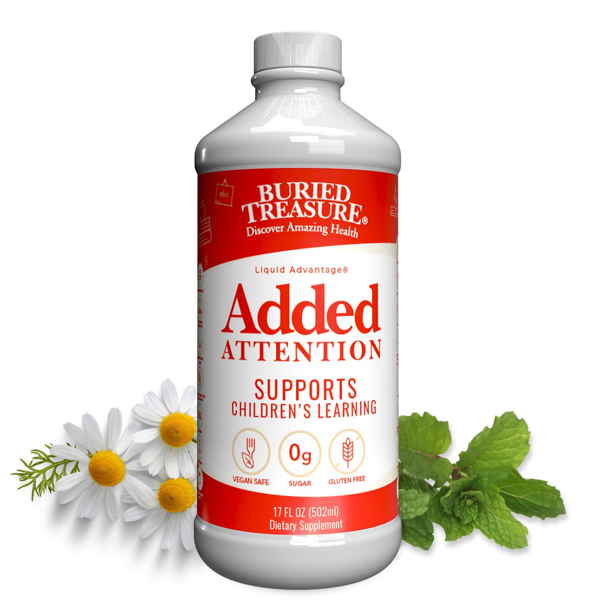 Kids' Brain & Focus Support Liquid | DHA, B-Vitamins & Phospholipids | Natural Raspberry | Ages 4+ | 16 oz